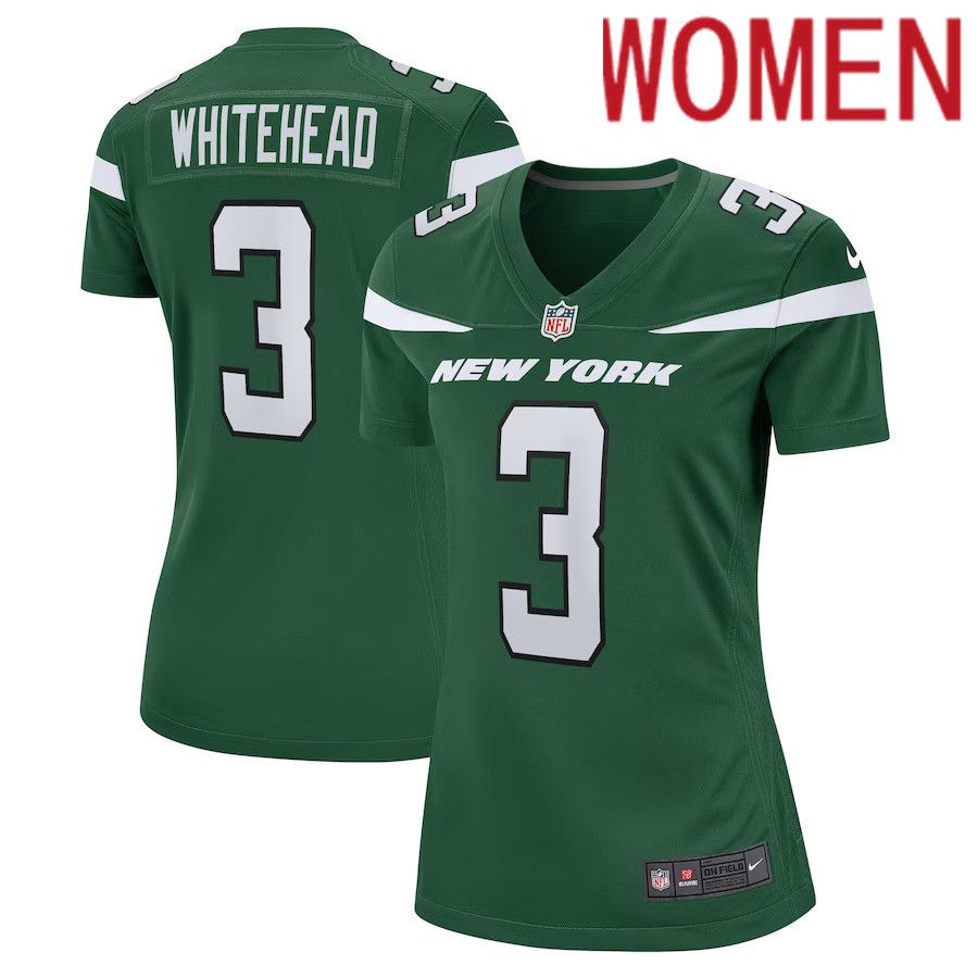 Women New York Jets 3 Jordan Whitehead Nike Gotham Green Game Player NFL Jersey